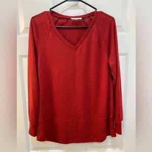 FYVE Long Sleeve Sweater Lightweight Heathered Red Women's Size L